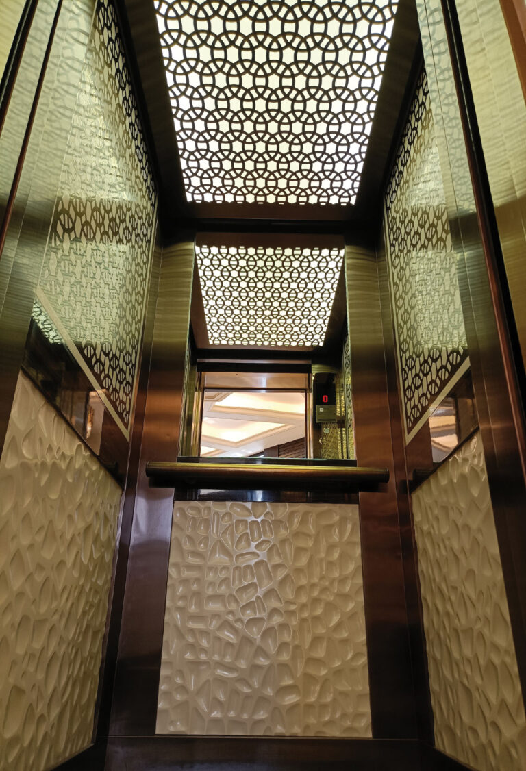 Golden Stainless Steel and Wood Private Villa in Ain Khaled